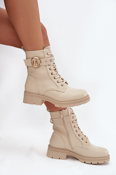 Botine de lucru izolate pentru femei cu detaliu decorativ bej Talyssa