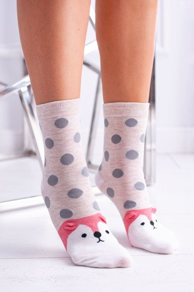 Chaussettes à pois pour femmes avec toutou