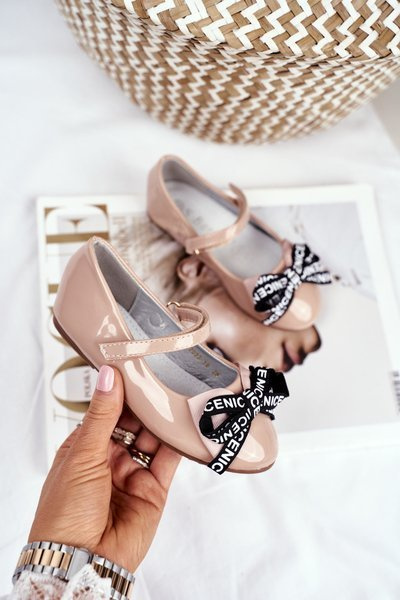 Kinder Beige Klettverschluss Ballerinas Barski Mindi