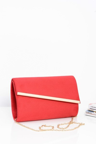 Rote Damen Clutch Bag aus Wildleder mit Goldkette