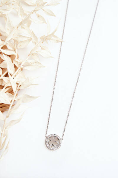 Női lánc körrel és lóhere ezüsttel