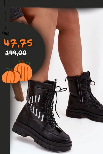 Women's Lace-Up Snow Boots Vinceza 23-34586 Black