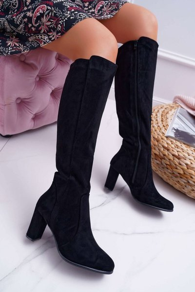 Women's Sergio Leone Suede Boots Black KZ275