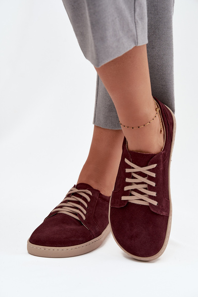 Baskets type barefoot en daim naturel Zazoo 314 Bordeaux
