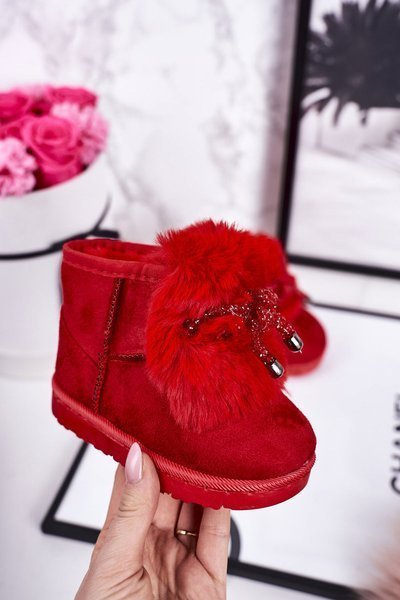 Children's Snow Boots Insulated With Fur Suede Red Amelia