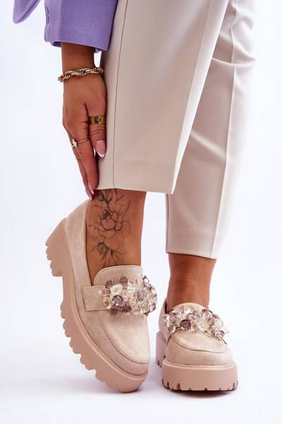 Verschönerte Plateauschuhe für Damen Beige Brenda