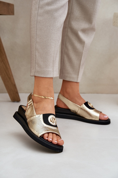 Sandales Femme À Talon Compensé Doré Isnnoria