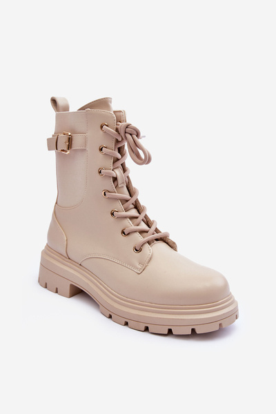 Bottines Cuir Femme Beige Chrezy