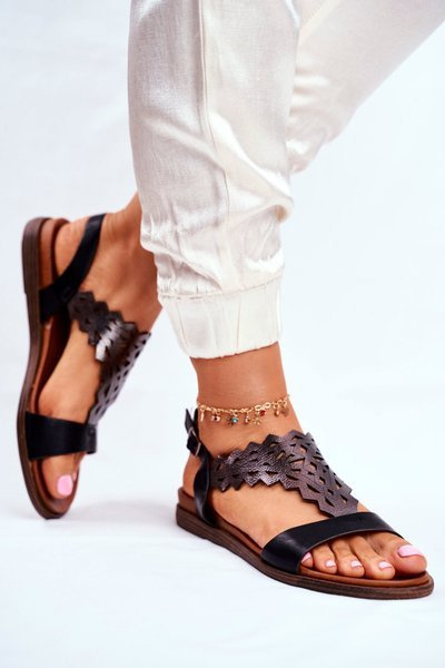 Damen Flache Sandalen Sergio Leone Schwarz SK035
