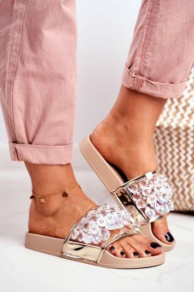 Claquettes Femme Lu Boo Cristaux Beige Bobbi