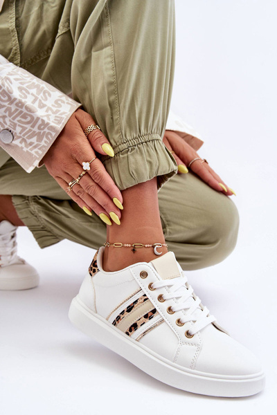 Tiermuster Damen Leder Sport Schuhe Weiße Rilee