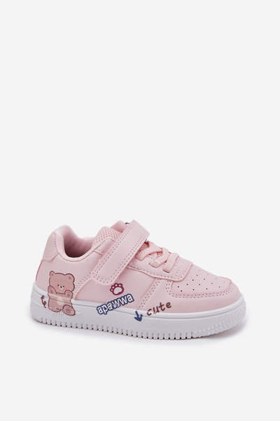 Baskets Enfant Velcro Avec Ours Rose Callexia