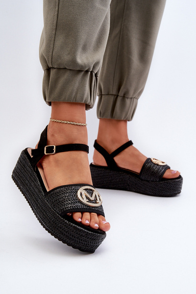 Damen Keilsandalen mit schwarzem Geflecht Esalena