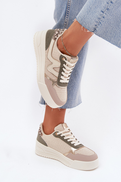 Női Platformos Sneakers Leopárd Bézs Kelsia