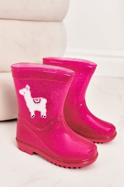 Bottes de pluie pailletées pour enfants avec lama rose
