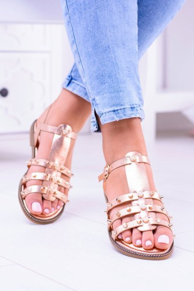 Moteriški sandalai su smeigėmis Aglet Pink Gold