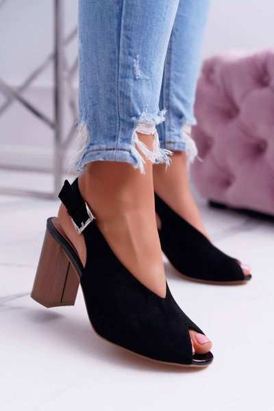 Women's Suede Sandals Black Celian