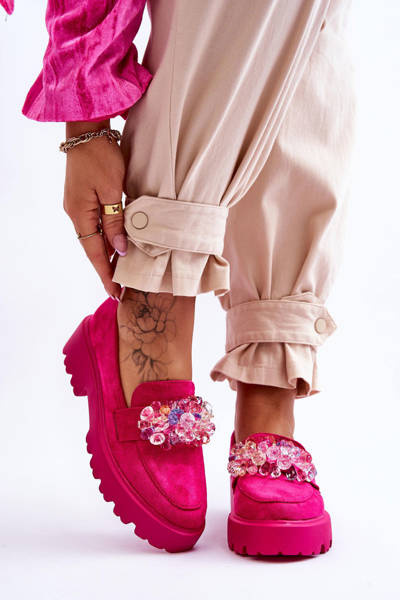 Women's Embellished Platform Loafers Fuchsia Brenda