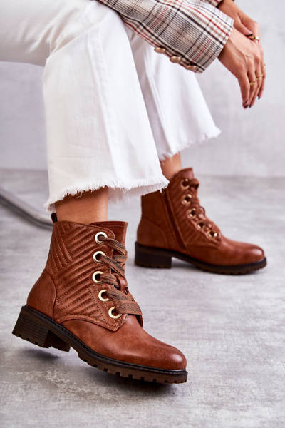 Bottes matelassées en cuir avec Torino marron chauffant
