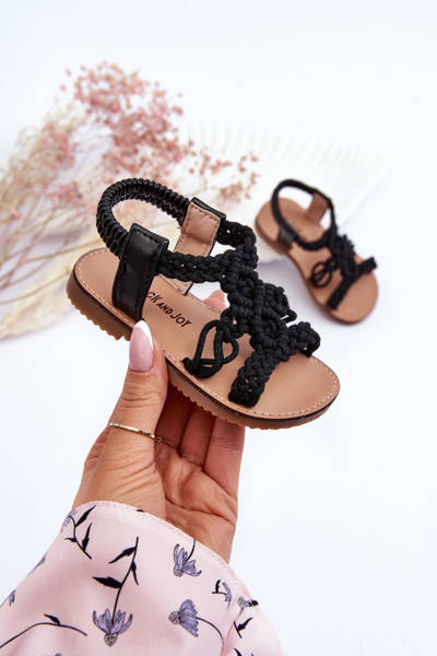 Geflochtene Slip-On-Sandalen für Kinder Schwarz Tracy