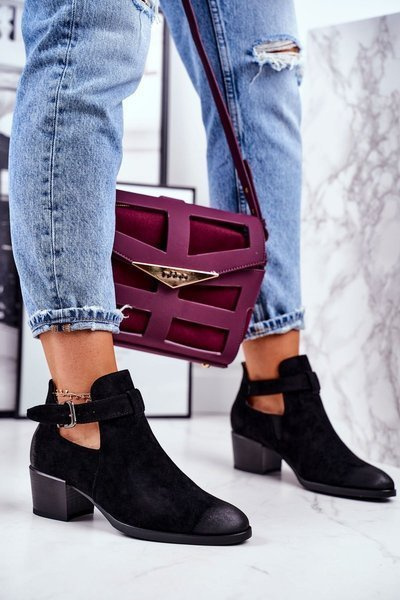 Bottes Femme À Talon Avec Découpes Noir Sicile
