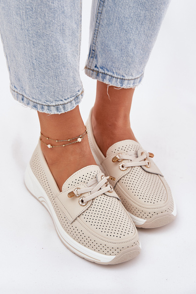 Pantofi Din Piele Din Piele Naturală Pe Platformă Artiker 56C2102 Bej