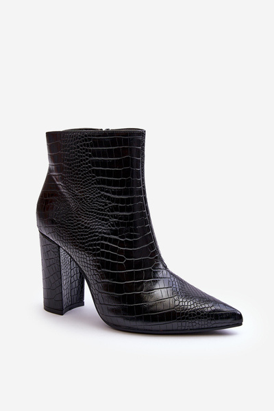 Schlangenmuster Keilabsatz Stiefel Schwarze Daldala