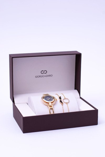 Giorgio Dario Gold Set Uhr Kristalle zwei Armbänder