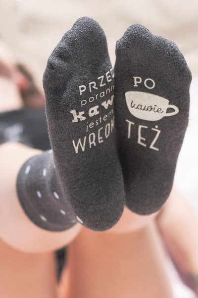 Șosetele Soxo pentru femei „Înainte de cafeaua mea de dimineață, greșesc”.