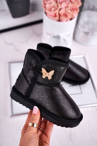 Children's snow boots warm with butterfly black Cosmic