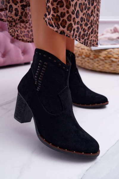 Damen Stiletto Stiefel Wildleder Schwarz Westema