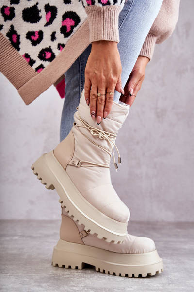 Damen-Schneestiefel auf der Plattform beigefarbenen Lilou