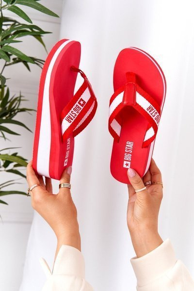 Tongs compensées pour femmes Big Star HH274A095 Rouge