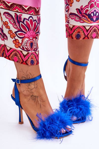 Damensandalen mit Federn Blau Tiffany