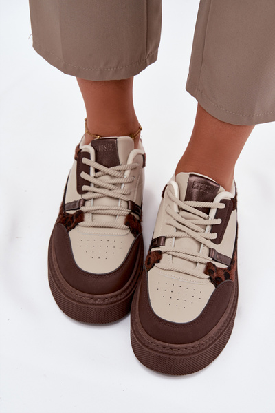 Női Platformos Sneakers Big Star SS274356 Leópárd Barna-Beige