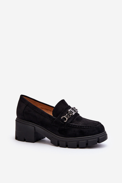 Mocassins noirs sur talon épais Eriella