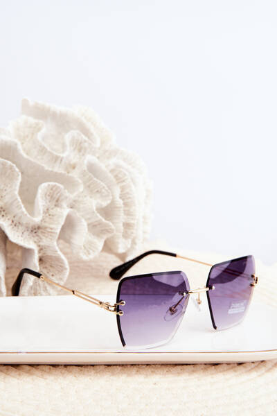 Lunettes de Soleil Femme Verres Dégradés UV400 Doré-Noir