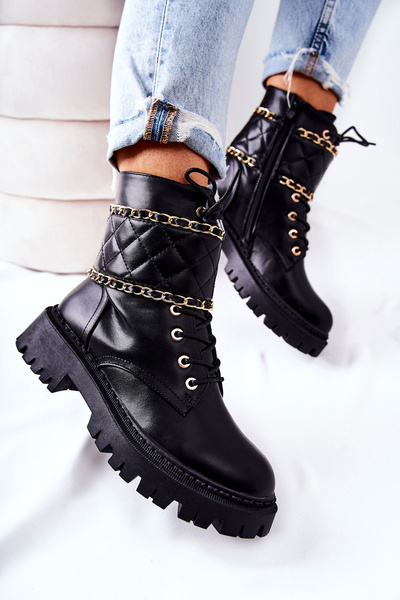 Arbeiterstiefel mit Kette Schwarz Caleanor