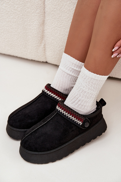 Bottes de neige basses pour femmes avec sangle amovible et broderie sur plateforme noire Lyrisse