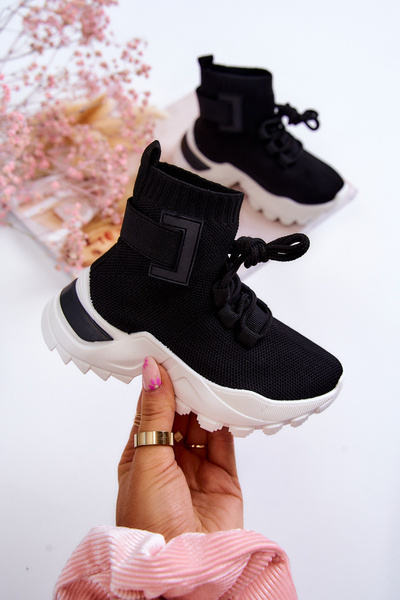 Kinder Sportschuhe High Socke Schwarz Nickie