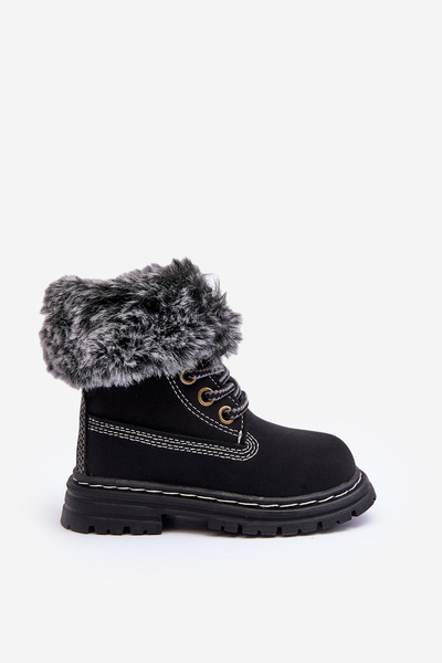 Bottines Trappeuses Enfant Zippées Et Fausse Fourrure Noir Gerande