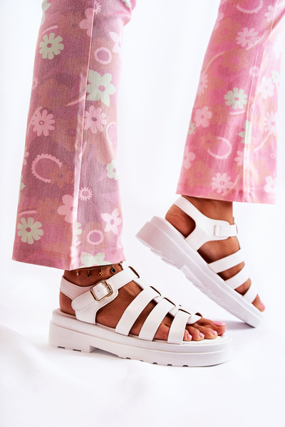 Modische Sandalen mit Riemchen Weiß Malien