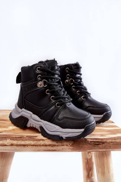 Bottes Trappeuses Chaudes Pour Enfants Avec Fermeture Éclair Noir Marvin