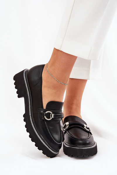 Mocassins pour femmes ornés de zircones noirs Patina