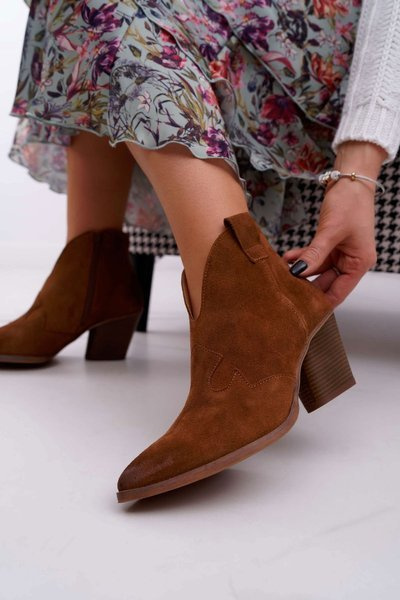 Bottes à talons en cuir marron pour femmes Chavai