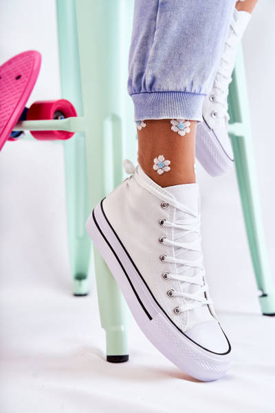 Klassische High-Top-Sneakers, Weiß Volterro