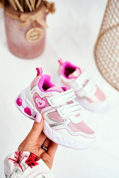 Chaussures De Sport Pour Enfants Brillantes Avec Velcro Blanc Écarlate