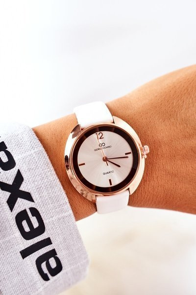 Montre sur bracelet en cuir Giorgio&Dario Blanc