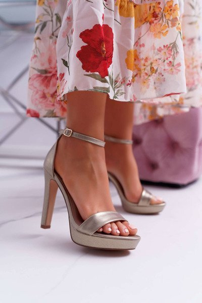 Damen Plateau-Sandalen mit Absatz Gold Ellania