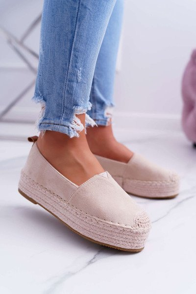 Women's Suede Platform Espadrilles Beige Varles